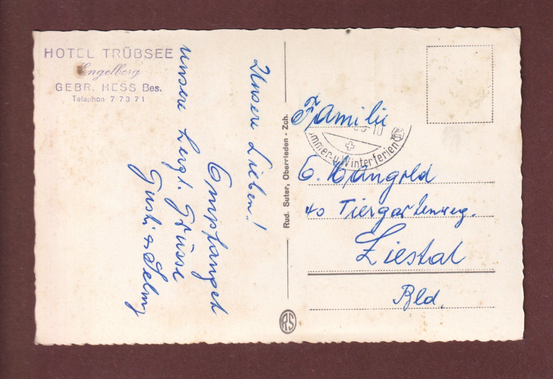 Cartes postales: Hôtel TRÜBSEE - Titlis – D'occasion à Pully par nicecards-shop 1