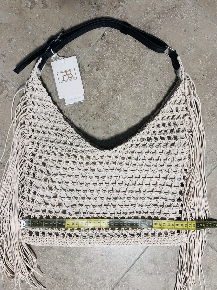 Sacs femmes: Tasche gehäkelt beige mit Fransen, NEU – Neuf avec emballage d'origine à Zürich par diva1972 4