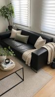 Modernes schwarzes Ledersofa