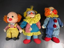 ⭐ 3x Clowns, mit 2 Gesichtern,  Puppen, Spielzeug Vintage Sp