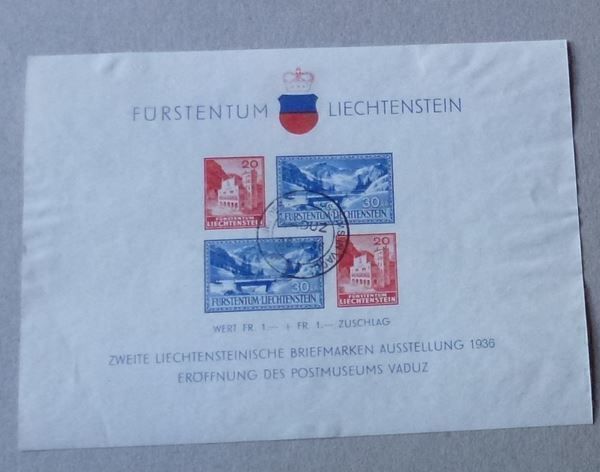 Tutti i francobolli: Liechtenstein ++ 2. LBA Block 1936 – Usato da Walkringen venduto da Casablanca777