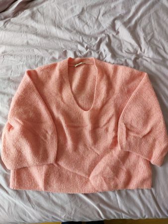 Magnifique pull rose saumon alpaca "Mes demoiselles" Taille1