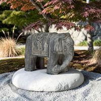 Stein Elefant Naturstein Bluestone Gartenfigur Massiv 26cm