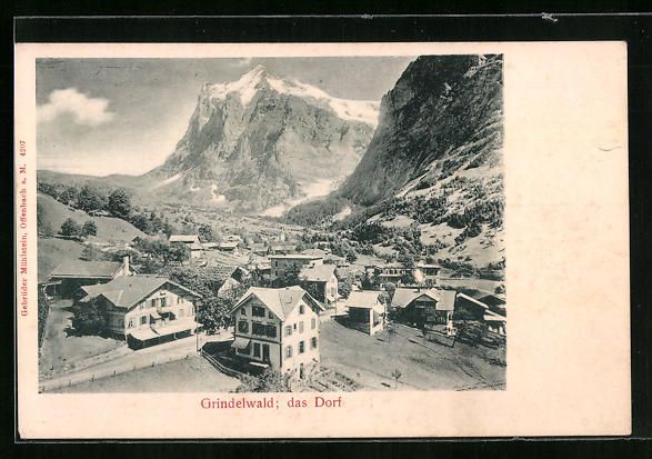 Cartoline postali: AK Grindelwald, Dort aus der Vogelschau – Usato da Berlin venduto da bartko-reher