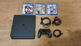PS4 Playstation 4 Slim Konsole 1TB + Spiele und Zubehöre
