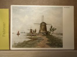AK mit Kunst von C. F. Riet / Windmühlen
