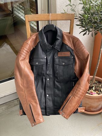 Harley-Davidson Lederjacke in Schwarz-Braun in Grösse XL