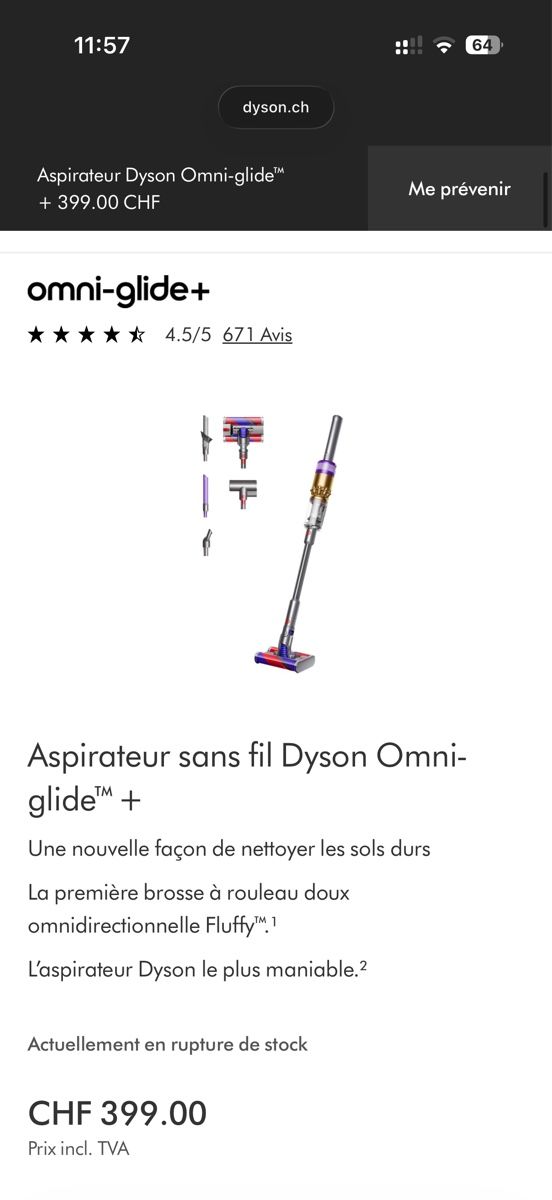 Dyson Aspirapolveri & Accessori: Aspirateur Dyson Omni-glide+ usagé – Usato da Rolle venduto da Lili1234567890 2