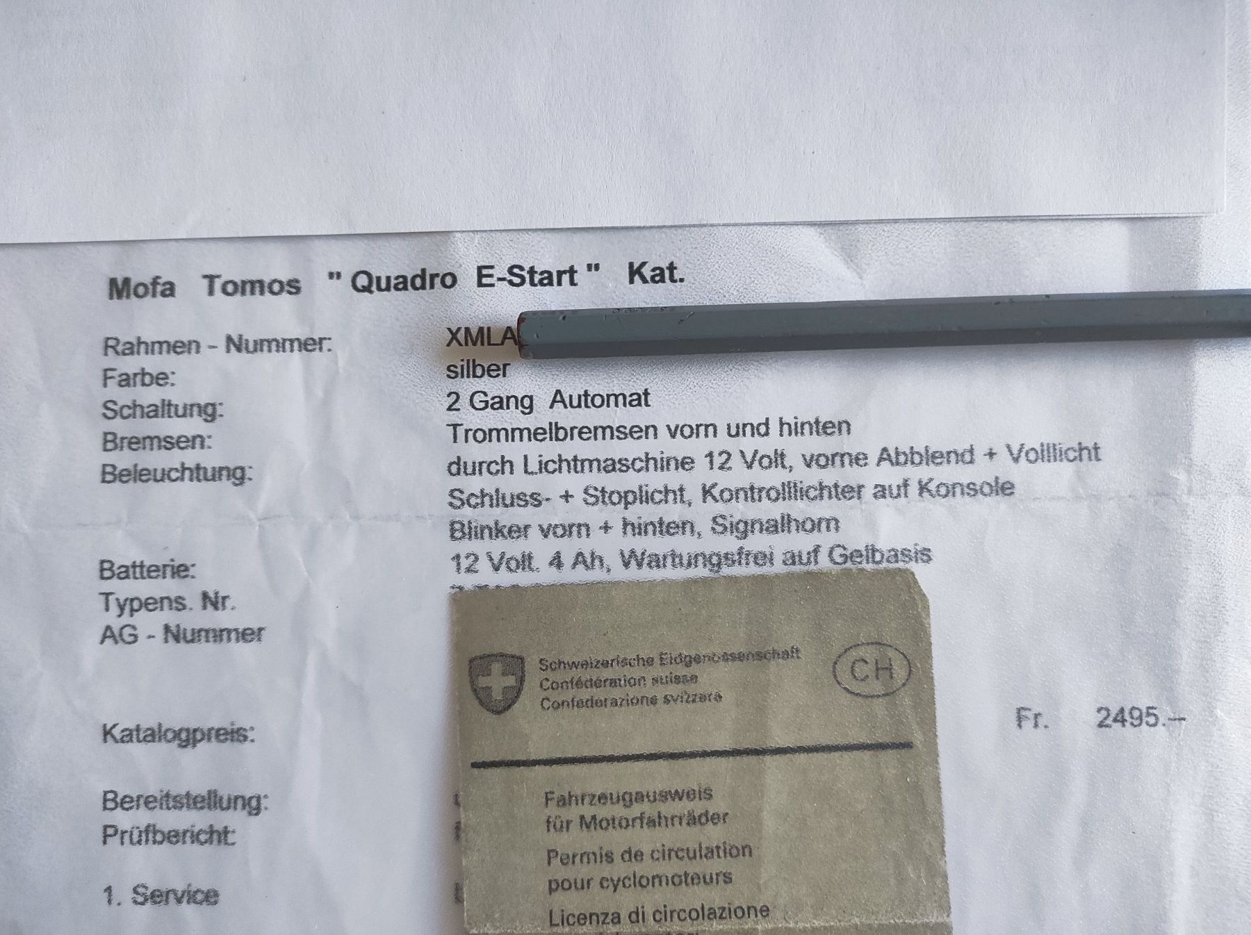 Mofas: Mofa tomos quadro e-start,mit Ausweis, fahrbar.. – Defekt aus Wädenswil von Patriots 8