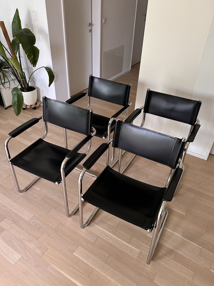 Sedie: 4 Freischwinger Stühle schwarz Chrom – Usato da Zürich venduto da DoSieber
