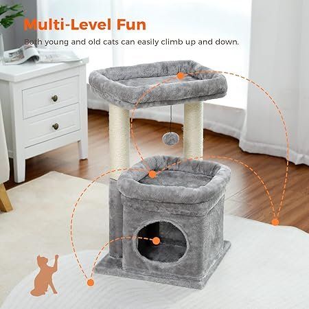 Tiragraffi: Kleiner Katzenbaum, mehrstöckiger Katzenturm , Grau – Nuovo e nell'imballaggio originale da Oberentfelden venduto da Sch_md58 5