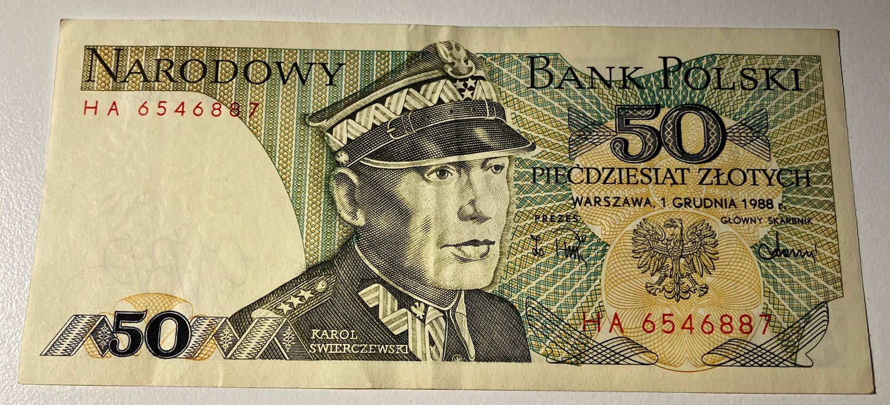 Banknoten: Polen 50 Zlotych 1988 – Gebraucht aus Algetshausen von Carrhard