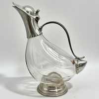 Carafe décanteur à vin verre et étain 95% en forme de canard