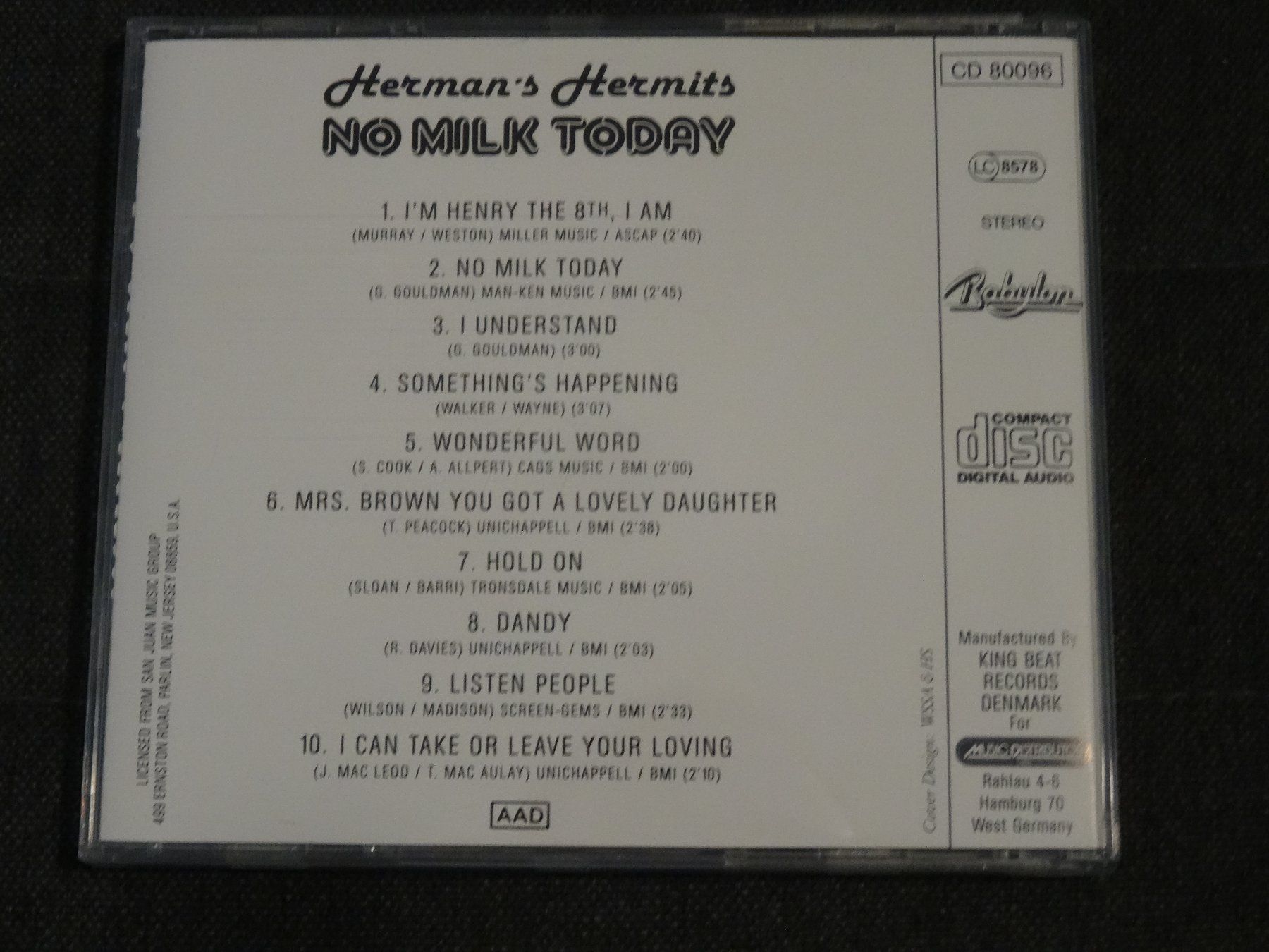 CD: Herman's Hermits - No Milk Today CD – Usato da Olten venduto da Disc-Ausverkauf 1