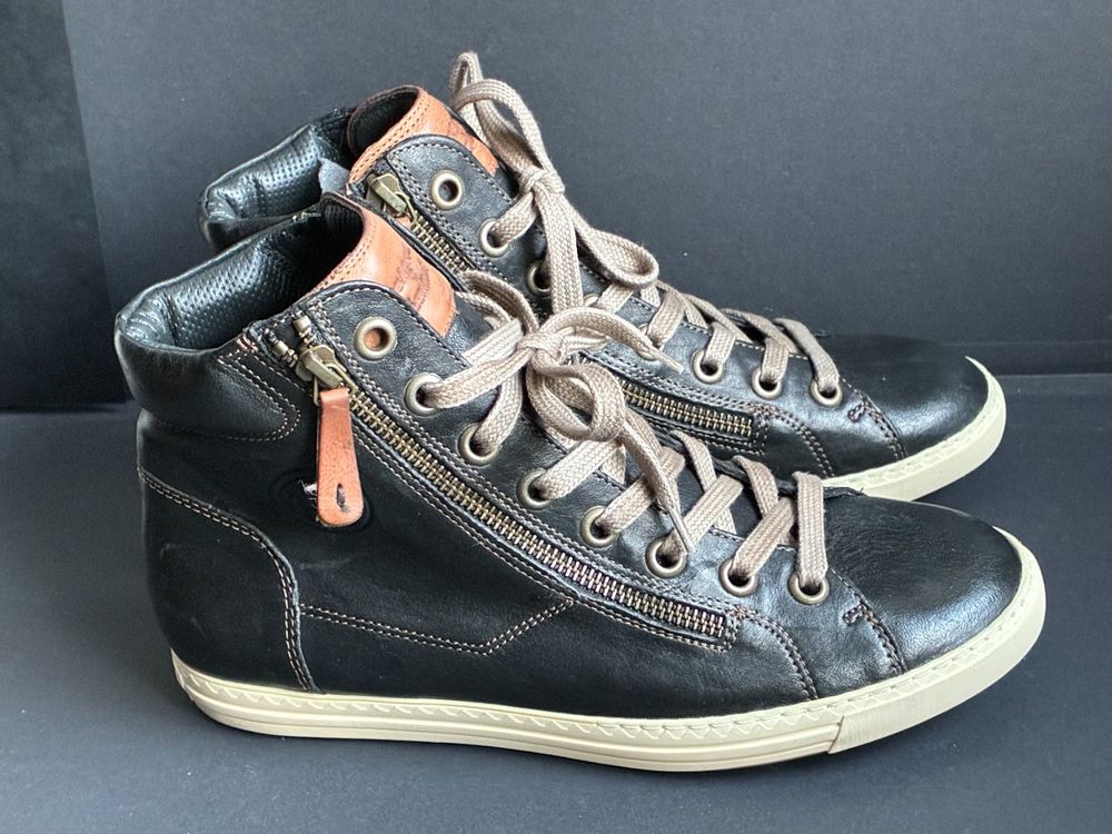 PAUL GREEN Leder Sneakers Schwarz US Gr. 8,5 NEU (Neu und