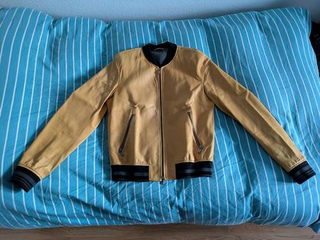 Dolce & Gabbana Leder-Bomberjacke Camel/Schwarz