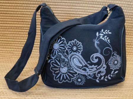 Stoff Tasche Umhängetasche mit floraler Paisley Stickerei