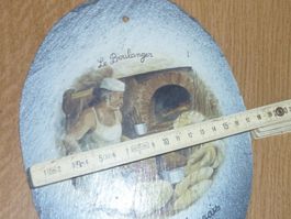 Schieferbild Bäcker mit Holzofen Vernoux en...22cm Signiert