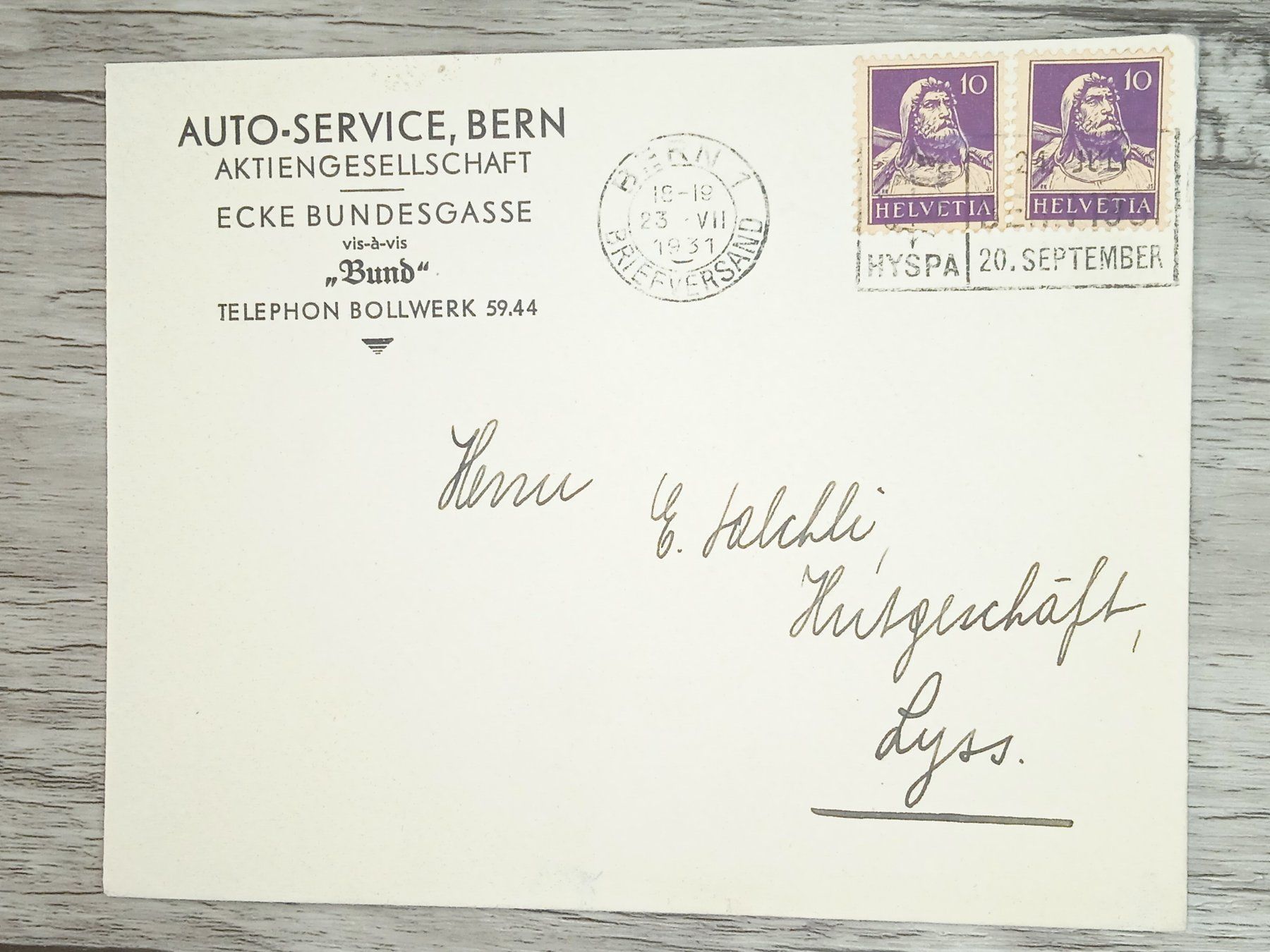 Tutti i francobolli: TR20 Enveloppe + Timbre Suisse 1931 – Usato da Cousset venduto da Patrick_Collections