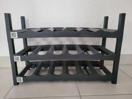 Flaschenregal stapelbar Kunststoff grau für 18 Flaschen