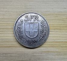 5 Franken 1933 Münze Silber