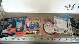Bastelbücher-Konvolut: Glasritzen, Weihnachten, Textilien