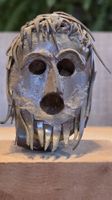 Brutalismus Masken-Skulptur Mid-Century Bronze/Messing 