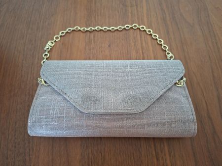 Abendtasche Clutch gold-rosafarben mit Kette
