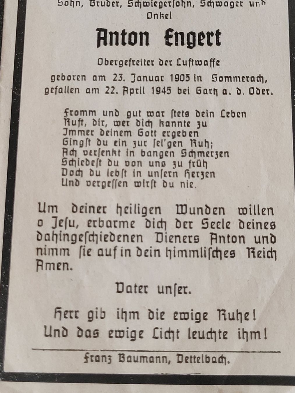 Stichwaffen: Wehrmacht "Sterbebildchen" – Gebraucht aus Kriens von KTP 4