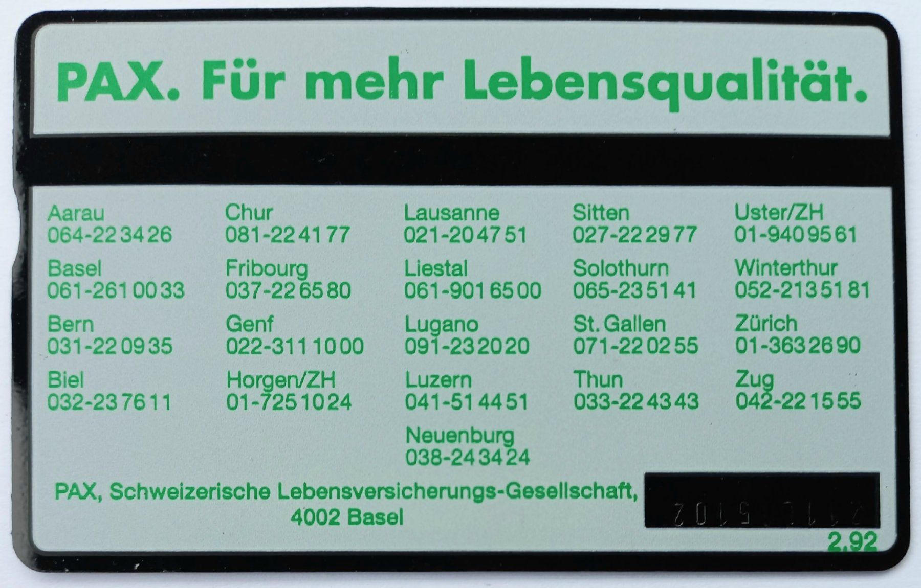 Swisscom Schede telefoniche: Taxcard - Pax - CH – Usato da Niederuzwil venduto da lubimaja 1