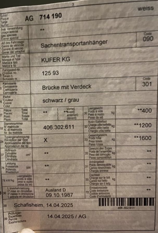 Anhänger: Anhänger Mit MFK – Gebraucht aus Würenlingen von Ersin48 3
