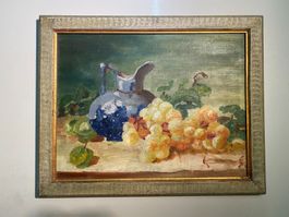 Ölgemälde Stilleben mit Krug und Trauben - 1923