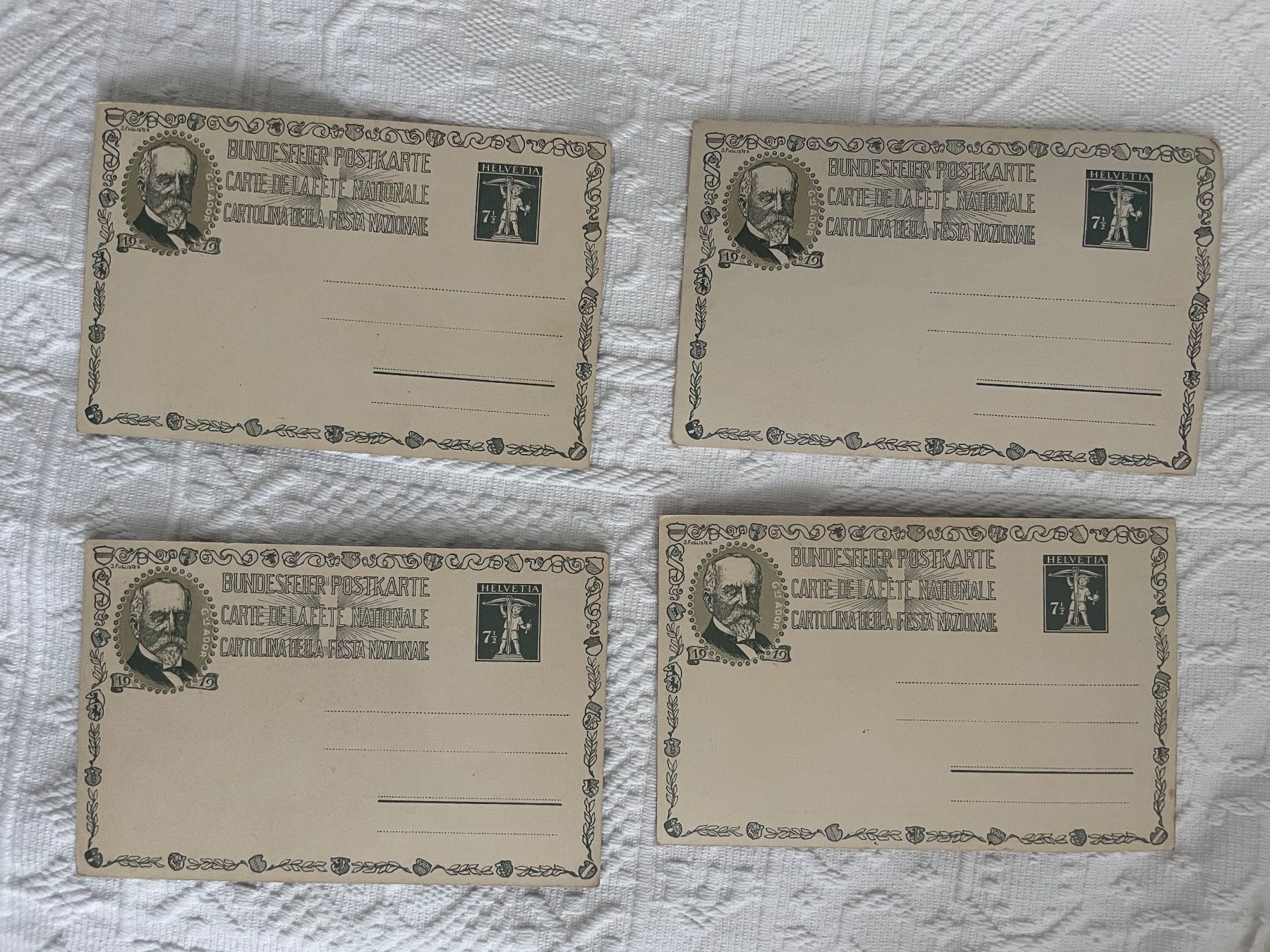 Cartoline postali: 4 Ansichtskarten Bundesfeier 1919 – Usato da Winterthur venduto da Myrtillus 2