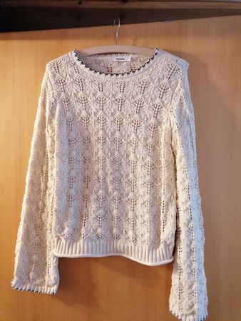 Gehäkelter Pullover von Promod, Creme, Grösse S
