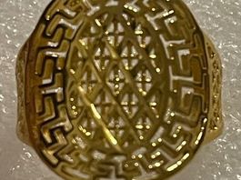 Große bague plaquée jaune 59,5 neuve vintage orientale