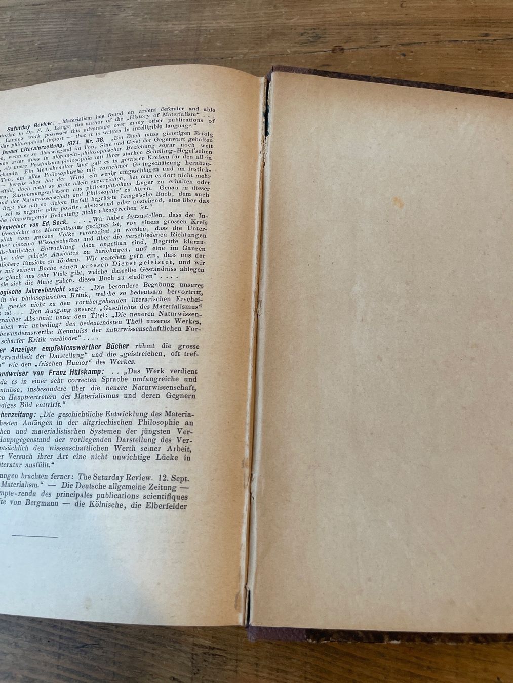 Libri: Geschichte des Materialismus Friedrich Albert Lange 1875 – Usato da Winterthur venduto da cheerio97 8