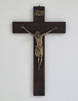 Kruzifix Holz Metall Figur Jesus INRI antik 