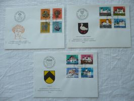 Pro Patria 1975/77/78 3 FDC SBK B166 - B169, B174 - B181