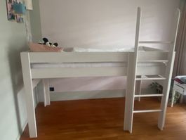 De Breuyn Kubu Himmelbett weiss / rosa 90x200 inkl. Matratze