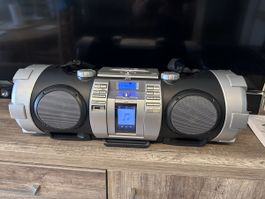 JVC Boombox CD Player Radio USB iPod Dock Silver Black