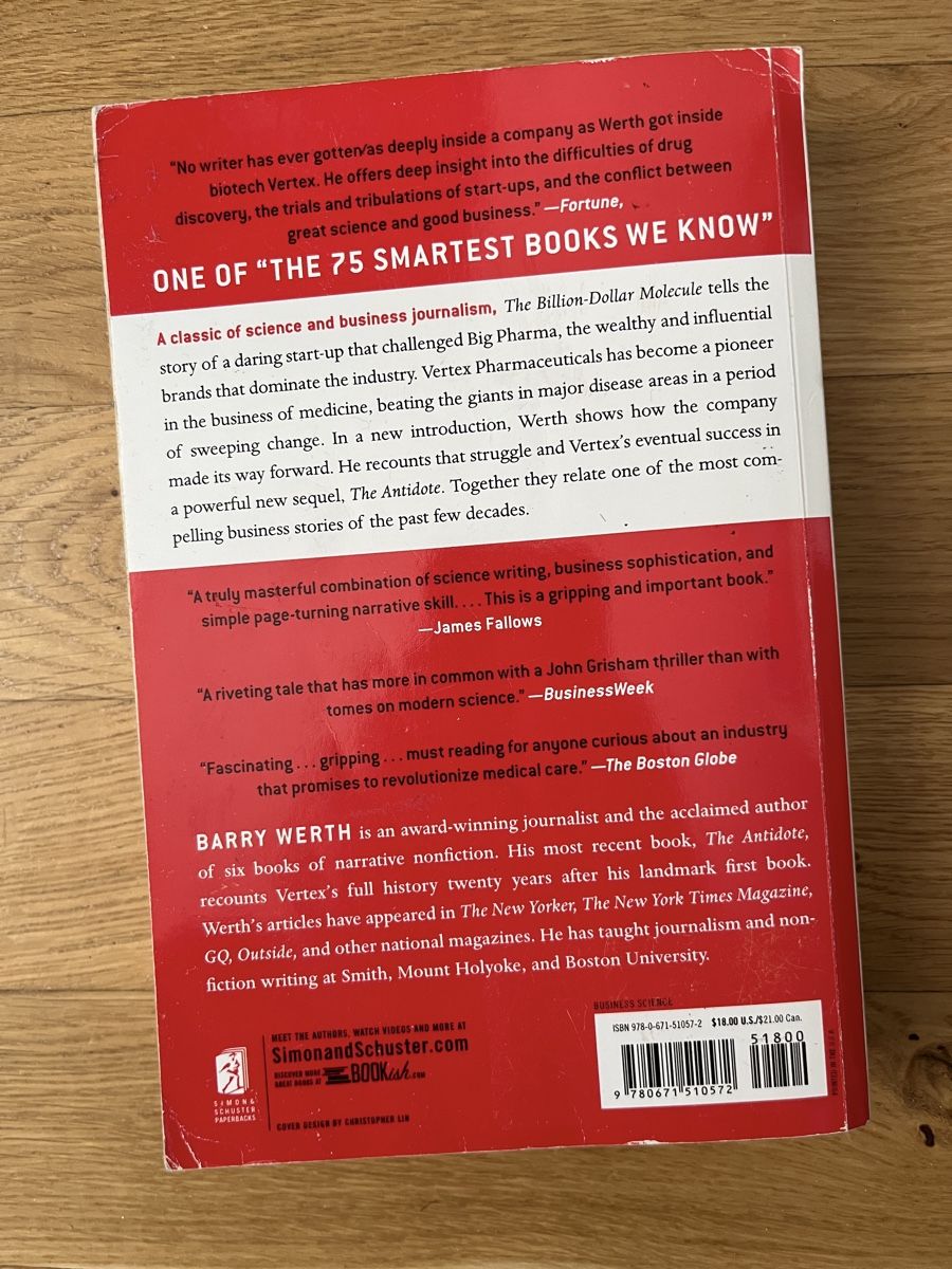 Libri: The Billion-Dollar Molecule by Barry Werth - Novel 📕 – Usato da Sierre venduto da black.box 1