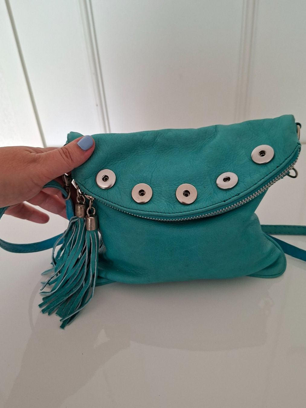 Vera Pelle Borse da donna: Sac Italien en Cuir Véritable Turquoise – Nuovo (secondo la descrizione) da Lutry venduto da Sim_Sta 9