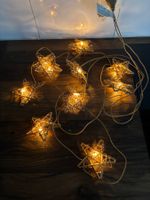 Deko Weihnachten Lichter Sternen Kette goldfarbig