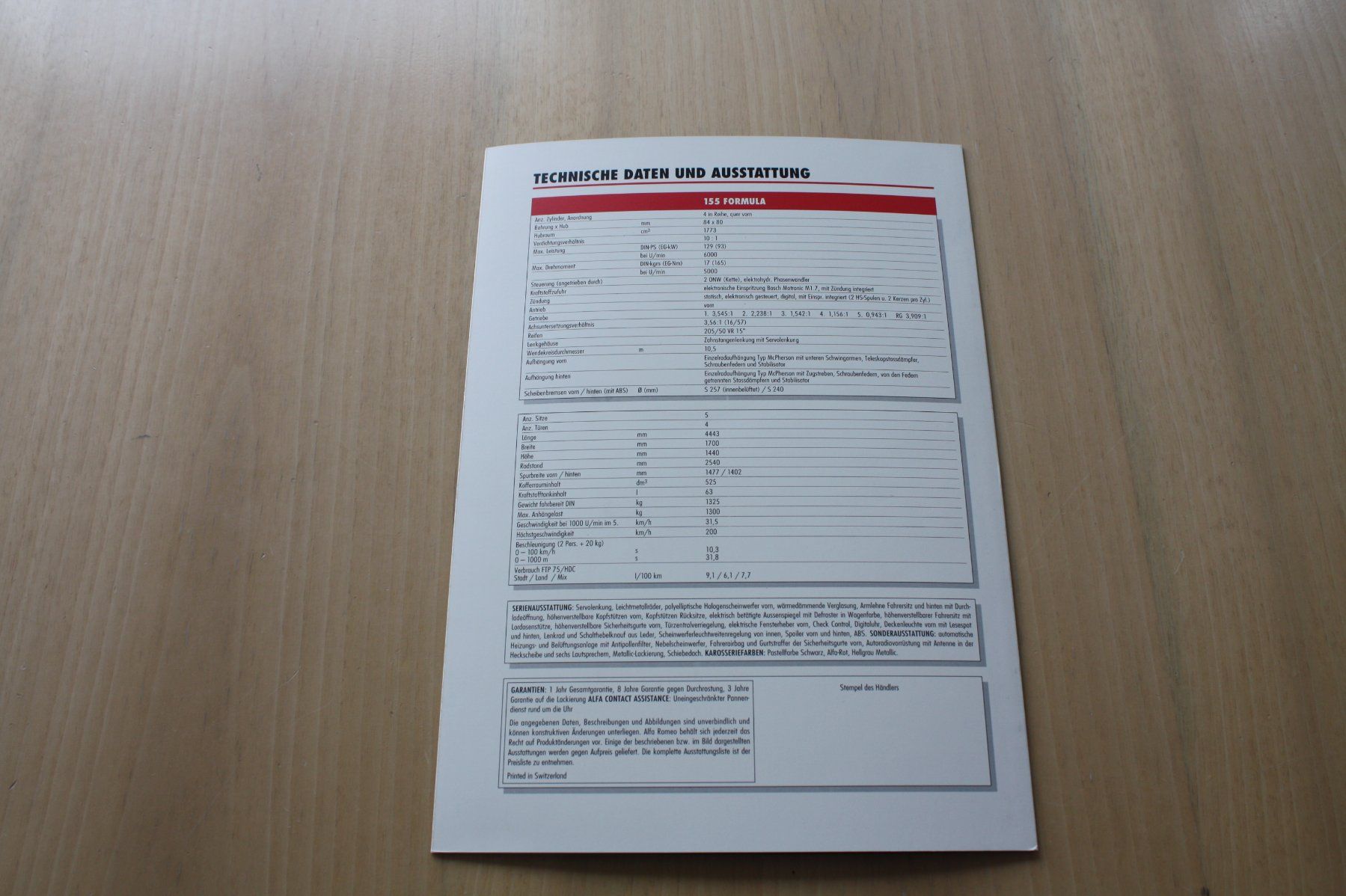 Alfa Romeo Documenti: Alfa Romeo 155 Formula CH-Prospekt – Usato da Wikon venduto da erwin400 3