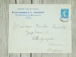 CL14 Enveloppe + Timbre France 19xx Timbre perforé