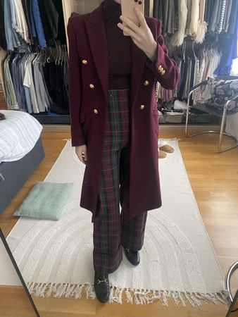 Burgundy wool manteca coat XS