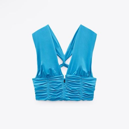 Zara Blue Ruched Crop Top 