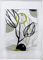 Minimal Art "Fruits de vie" in Holzrahmen hell 41 x 51cm