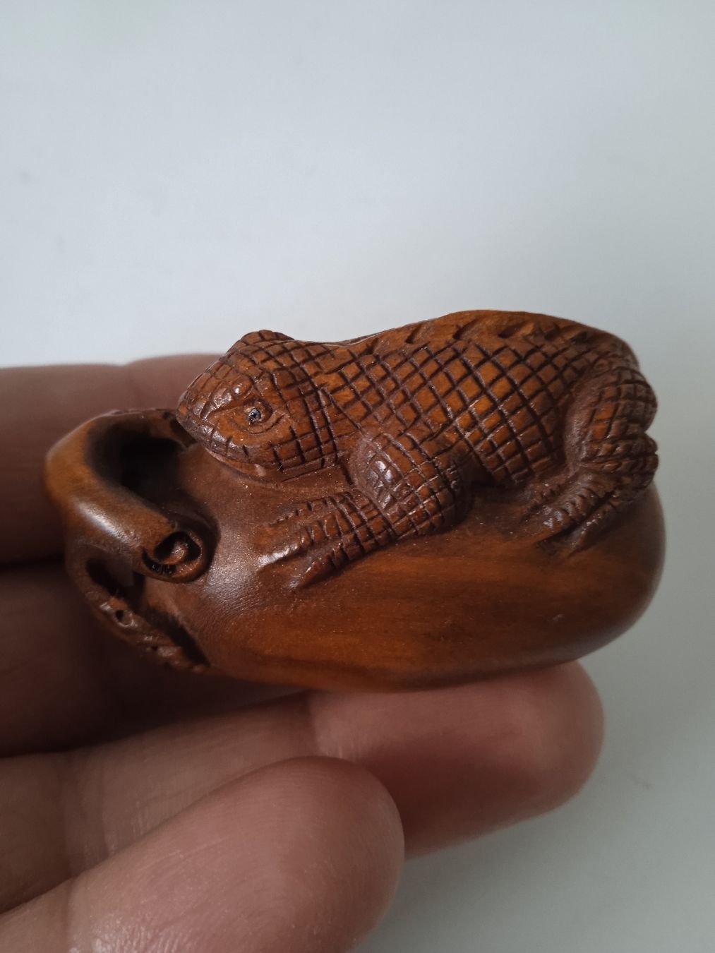 Statuette: Japon traditionnel netsuke en bois de buis – Usato da St-Aubin-Sauges venduto da asianart 3