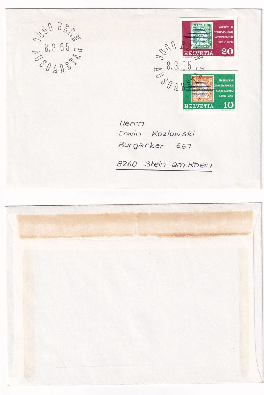 Tutti i francobolli: 1965 2 FDC NABRA BERN, Block und Blockausschnitte FDC – Usato da Rebstein venduto da mprch 1